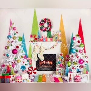 Kate Backdrop Colorful Christmas Microfiber Fabric Backdrop - 10'x8'